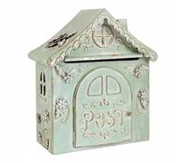 BLWOTMOR Boîte aux Lettres Murale Vintage Boîte Courrier Boîte Postale Coffret Mural en Fer avec Décor Floral et Toit Cintré Réceptacle pour Cartes et Notes, Vert Clair