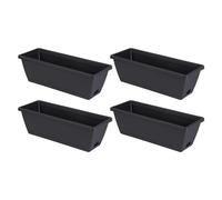 BLWOTMOR Ensemble de 4 Jardinières de Fenêtre avec Trous de Drainage et Soucoupe Amovible en Polypropylène Robuste, Idéal pour La Culture de Légumes, de Fleurs, Gris foncé
