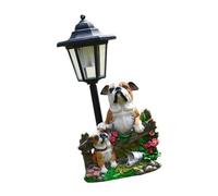 BLWOTMOR Figurine de Jardin, Décoration Lumineuse Solaire, Sculpture Mignonne En Résine Imperméable, pour Balcon et Terrasse, Légère, chien