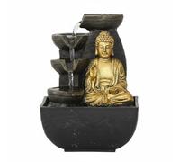 BLWOTMOR Fontaine Bouddha de Table Ornement Fontaine Décorative Mini d'eau en Résine avec Ruissellement Doux et Ambiance Paisible Design Gain de Place Adaptée au Bureau Lecture Méditation