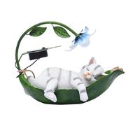 BLWOTMOR Lampe Solaire Patio Extérieur Lampe Décorative Animal Suspendu Pendentif Arbre Figurine Jardin en Résine Adaptée Utilisation Cour Balcon Intérieur Ter, Chat Blanc