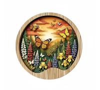 BLWOTMOR Murale Décor Murale Plaque Murale Panneau Décoratif en Bois Tableau Mural Rond en Bois de Pin Effet Finition Grainée Fixation Facile Adaptée au Salon Bureau Entrée, 20x20cm Scm2528-4