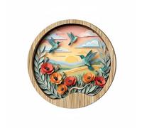 BLWOTMOR Murale Décor Murale Plaque Murale Panneau Décoratif en Bois Tableau Mural Rond en Bois de Pin Effet Finition Grainée Fixation Facile Adaptée au Salon Bureau Entrée, 20x20cm Scm2528