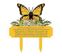 BLWOTMOR Piquet Commémoratif, Marqueur de Tombe Papillon, Panneau de Deuil, Décoration de Jardin, Plaque Funéraire en Acrylique pour Un Souvenir Approprié pour, Jaune