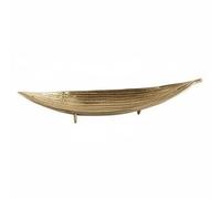 BLWOTMOR Plateau Décoratif en Cuivre Plateau Feuille Plat Coupelle Métal Finition Dorée Texture Martelée Convient au Salon Chambre Bureau Table Basse Étagère, Petit Modèle en Cuivre 40 10 7.5cm