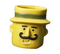 BLWOTMOR Pot de Fleur Céramique Vase Plante Décoratif Fonctionnel Créatif avec Trou Drainage Ornement Amusant pour Adapté à Décoration Maison Bur, Homme Jaune