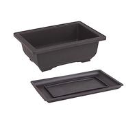 BLWOTMOR Pot/jardinière pour Bonsaï avec Soucoupe, Fabriqué en Polypropylène avec Une Surface et des Pieds surélevés, Adapté Aux Centres, Rectangle S