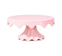 BLWOTMOR Présentoir Rond à Gâteaux Pied Stable Présentoir à Gâteau Rebord Festonné Robuste Vaisselle pr, Rose, Standard
