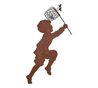 BLWOTMOR Silhouette Art Sculpture Figurine Décor Métal Garçon Fille pour Jardin Cheminée Allée Convient à La Décoration Maison Planteur Extérieur, Garçon