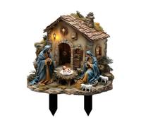 BLWOTMOR Statue de La Nativité de Jésus, Sculpture Acrylique, Figurine Décorative à Piquer, Imperméable, Idéale pour Les Plantes D'intérieur, Jardin