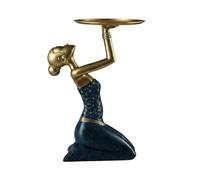 BLWOTMOR Statue Décorative Femme Porte-plateau Sculpture Figurine Ornement Résine avec Plateau pour Exposition Plantes Bougies Collations Bouteilles Adaptée à, Support De Plante Femme À Genoux
