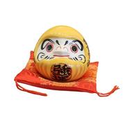 BLWOTMOR Tirelire Daruma en Céramique, Tirelire Cochon, Boîte, Figurine à Motif Dharma Japonais, Surface Lisse, Convient à La Décoration de Bureau/, Jaune