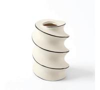 BLWOTMOR Vase à Rayures Vase Centre de Table Vase Cylindrique Décoratif Vase en Résine Crème et Spirale Noire Adapté au Salon Console Étagère Espace de Travail 254mm