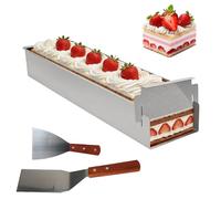 BlyeMichdi Cadre Patisserie Rectangulaire, Moule à Gâteau Rectangulaire Antiadhésif avec 2 Spatules, Moule à Tiramisu Rectangulaire pour Anniversaires, Mariages, Pâtisserie, Accessoire Pâtisserie