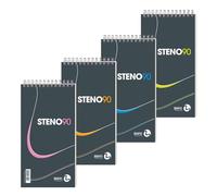 BM BeMore - Bloc spiralé Steno 90, 0100214 - Format 13 cm x 22,5 cm - Ligne pour sténographie - Papier 90 g/m² - Lot de 5 pièces - Couleurs assorties