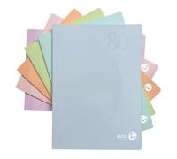 BM BeMore - Color 80 Pastel - 0121005 - Cahier Format A4 - Ligne Q - Tableaux 5 mm avec marges pour élémentaires - Papier 80 g/m² - Couleurs assorties - Lot de 10 pièces
