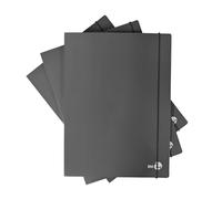 BM BeMore - Dossiers 3 rabats avec élastique dos 1 cm - 0123597 - Dossier format A4 - Couverture lourde 700 g/m² - Lot de 6 pièces - Couleurs business gris foncé