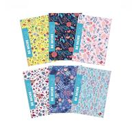 BM BeMore FLOR Maxi cahiers au format A4 - Ligure C, rayures avec marges pour 4° et 5e année - Lot de 10 pièces avec couvertures florales pailletées - 96 pages, papier de 100g