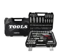 BM TOOLS Coffret Kit Outils 108 pcs BMT-108-PCS Clé à Cliquet Douille Acier Vanadium Douilles, Mécanicien, Garagiste, Bricoleur