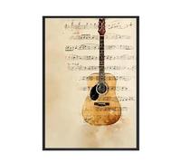 BMGKYAGL Affiche vintage d'instrument de musique, piano, impression sur toile, tableau de notes de musique, décoration intérieure nordique (50x70cm/sans cadre)