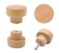 Bmgop Lot de 16 boutons de placard ronds en bois naturel à dessus plat 35 mm