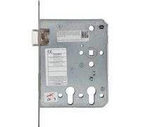 BMH Serrure de porte de secours 1019 PZW pour 2 cylindres profilés, droite, DM 60/100, inox