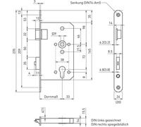 BMH Serrure de porte de secours 6113 2 vantaux Fonction E/EN 1125, droite, inox
