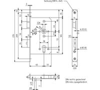 BMH Serrure passe-partout pour issues de secours 1122, 2 vantaux, fonction B/EN 179, gauche, DM65, inox