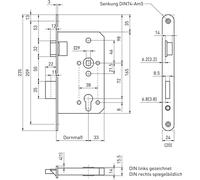 BMH Serrure pour issues de secours 6013 1 vantail Fonction E/EN 1125, gauche, têtière inox 20