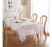 BMIDRUT Nappes en coton blanc au crochet napperons en dentelle vintage rectangulaire au crochet nappe nappe nappe décoration de table mariage maison fête 140 x 200 cm