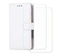 BMPNLSZ Etui pour Kyocera Digno BX4 + 2 Verre trempé(6,1") - Blanc-SXT | HD Anti Rayures Film Protection écran - Fermeture Pliant Coque Cover Housse de Protection