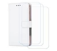 BMPNLSZ Etui pour Kyocera Digno BX4 + 3 Verre trempé(6,1") - Blanc-SXT | HD Anti Rayures Film Protection écran - Fermeture Pliant Coque Cover Housse de Protection