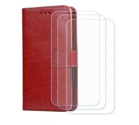 BMPNLSZ Etui pour Kyocera Digno BX4 + 3 Verre trempé(6,1") - Brown-SXT | HD Anti Rayures Film Protection écran - Fermeture Pliant Coque Cover Housse de Protection