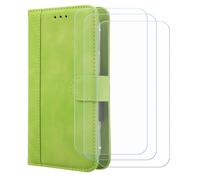 BMPNLSZ Etui pour Kyocera Digno BX4 + 3 Verre trempé(6,1") - Vert-FG | HD Anti Rayures Film Protection écran - Fermeture Pliant Coque Cover Housse de Protection