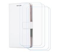 BMPNLSZ Etui pour Kyocera Digno BX4 + 4 Verre trempé(6,1") - Blanc-SXT | HD Anti Rayures Film Protection écran - Fermeture Pliant Coque Cover Housse de Protection