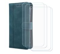 BMPNLSZ Etui pour Kyocera Digno BX4 + 4 Verre trempé(6,1") - Bleu-FG | HD Anti Rayures Film Protection écran - Fermeture Pliant Coque Cover Housse de Protection