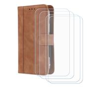 BMPNLSZ Etui pour Kyocera Digno BX4 + 4 Verre trempé(6,1") - Brown-FG | HD Anti Rayures Film Protection écran - Fermeture Pliant Coque Cover Housse de Protection