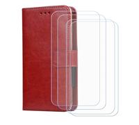 BMPNLSZ Etui pour Kyocera Digno BX4 + 4 Verre trempé(6,1") - Brown-SXT | HD Anti Rayures Film Protection écran - Fermeture Pliant Coque Cover Housse de Protection