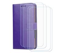 BMPNLSZ Etui pour Kyocera Digno BX4 + 4 Verre trempé(6,1") - Violet-SXT | HD Anti Rayures Film Protection écran - Fermeture Pliant Coque Cover Housse de Protection