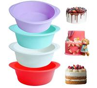 BMZXCH 4 Pièces 15 CM Moule Moules à Pain Cake Gateau Silicone Patisserie Air Fryer Rond Antiadhésif en Silicone à Dégagement Rapide pour Gâteau, Pain de Mie, Cuisson (Rouge + Blanc + Violet + Vert)