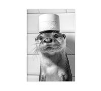 BNCEDJK Impression sur toile humoristique Loutre avec un rouleau de papier toilette - 30 x 45 cm