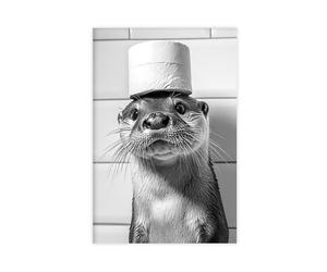 BNCEDJK Impression sur toile humoristique Loutre avec un rouleau de papier toilette - 30 x 45 cm