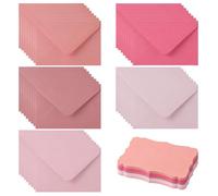 Bncxdc Enveloppes 7x10 cm 50 pièces + 50 Cartes en 5 Tons de Rose - Parfait pour Petites Étiquettes Cadeaux, Cartes de Remerciement Invitations de Fête - Ensemble Complet de Cartes de Vœux