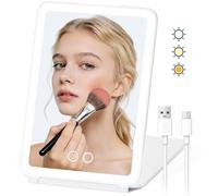 BNEHHOV Portable Miroir Maquillage Lumineux avec 72 LED, Miroir de Maquillage de Voyage Rechargeable 2000 mAh, 3 Modes D'éclairage Couleur, Commande Tactile, Gradation Continue