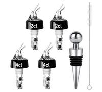 BNGXR 4 Pièces Becs Verseurs de Bouteille, Doseurs de 2cl/4cl pour Bouteilles, Distributeur de Liqueur Acier Inoxydable avec Brosse à Paille Bec Verseur Spiritueux, pour Maison, Bar, Cocktail