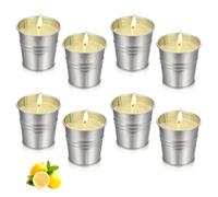BNGXR 8 Pièces Bougie Citronnelle, Bougies à la Citronnelle 8 heures de combustion Bougies Parfumées Extérieur & Intérieur Cire de Soja Naturel Bougie au Citron pour Jardin Terrasse Patio Camping