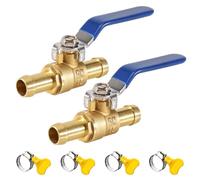 BNGXR Lot de 2 robinets sphériques d'arrêt à 2 voies - 19 mm - En laiton - Robinet à boisseau sphérique à 2 voies - Droite - Avec 4 pinces - Pour systèmes de chauffage à eau, systèmes d'air comprimé