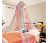 BNGXR moustiquaire de lit, moustiquaire Grand lit, Ciel de lit Arc-en-Ciel, moustiquaire à Suspendre, Moustiquaire Baldaquin Intérieur et Extérieur pour Lits Simples et Doubles