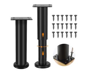 BNGXR Pieds de Meubles réglables en Hauteur avec Socle,2 Pièces Pieds de Meuble,18-30cm,en Acier laminé à Froid,Pieds réglables en Hauteur,Convient pour Meubles Lourds en métal,lit,canapé,Armoire.