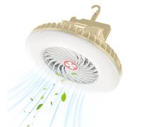 BNGXR Ventilateur Lampe de Camping LED, Lampe de Tente LED avec Ventilateur Rechargeable USB, Ventilateur USB léger, Lumière avec Aimant Crochet Suspension, pour Camping Gril (beige)